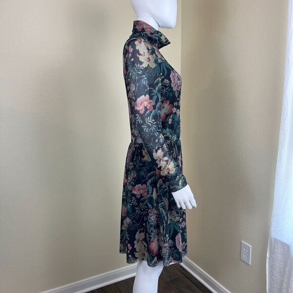 Rebecca Taylor La Vie Women's Size L Faded Garden Mesh Foral Mini Pullover Dress - Picture 8 of 15